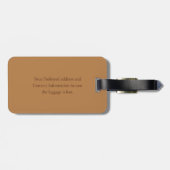 Bruine Leren Structuur Monogram Naam Bagage Label (Achterkant horizontaal)
