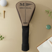 Bruine leren textuur monogram naam golfheadcover