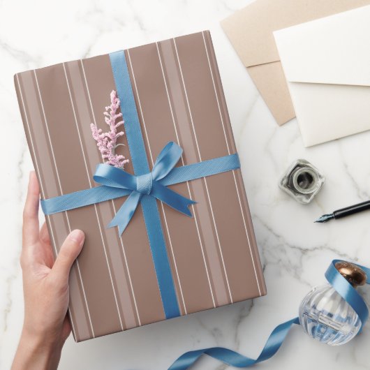 Bruine & Lichtbruine Strepen Cadeaupapier (Geschenken)
