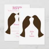 Bruine Liefdesvogels - RSVP Kaart (Voorkant / Achterkant)