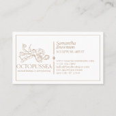 Bruine lijn minimalistisch niestisch Zee octopus Visitekaartje (Achterkant)