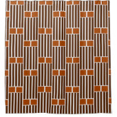 Bruine lijnen en boxen douchegordijn (Voorkant)