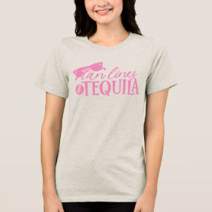 Bruine Lijnen en Tequila Citaat Bachelorette Feest Tri-Blend Shirt