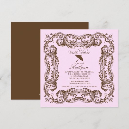 bruine Lijst Bridal Shower-uitnodigingen Kaart (Voorkant / Achterkant)