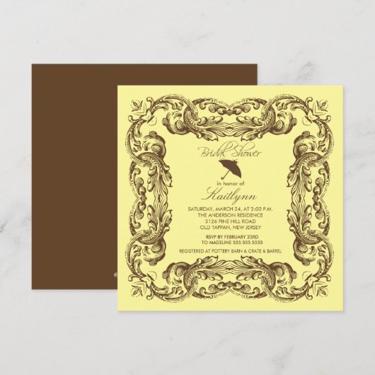  bruine Lijst Bridal Shower-uitnodigingen Kaart (Voorkant / Achterkant)