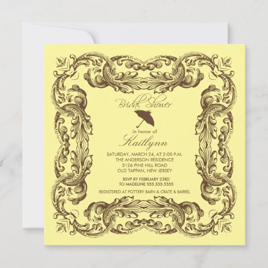 bruine Lijst Bridal Shower-uitnodigingen Kaart (Voorkant)