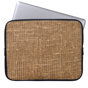 Bruine linnen canvas textuur laptop sleeve