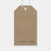 Bruine linnen Simple Script Welkom Trouwcadeau Tag Cadeaulabel (Achterkant)