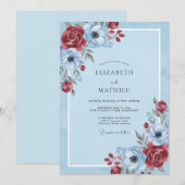 Bruine lucht anemoon bruiloft kaart (Voorkant / Achterkant)