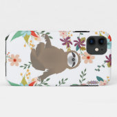 Bruine luiaard Zittend in bladbloemige achtergrond Case-Mate iPhone Case (Achterkant (horizontaal))