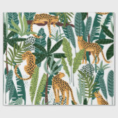 Bruine luipaard in tropische spoelbladeren van oer cadeaupapier (Vlak)