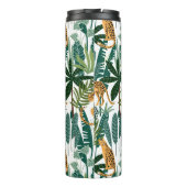 Bruine luipaard in tropische spoelbladeren van oer thermosbeker (Achterkant)