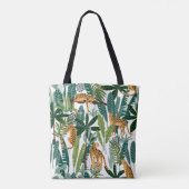 Bruine luipaard in tropische spoelbladeren van oer tote bag (Achterkant)