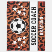 Bruine luipaard Print Voetbal coach naam Fleece Deken (Voorkant)