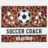 Bruine luipaard Print Voetbal coach naam Fleece Deken (Voorkant (Horizontaal))
