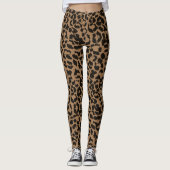 Bruine luipaard Safari Print Leggings (Voorkant)