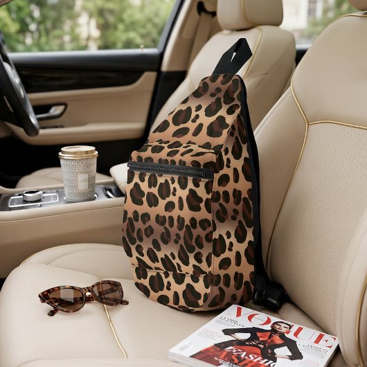 Bruine Luipaardprint Schoudertas Sling Bag