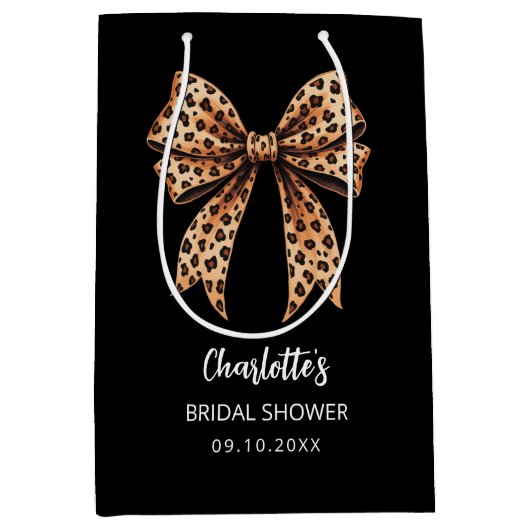 Bruine luipaardprint zwarte Bruidsdouche Medium Cadeauzakje (Voorkant)