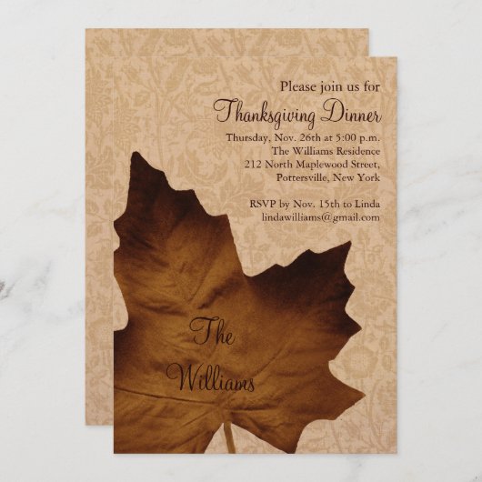 Bruine maanglans Thanksgiving Binnenuitnodiging Kaart (Voorkant / Achterkant)