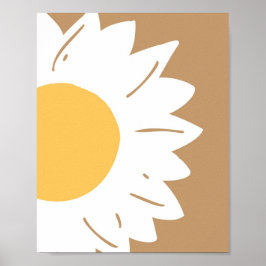 Bruine Madelief – Minimalistische Bloemige Muurkun Poster