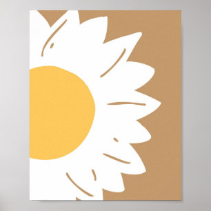Bruine Madelief – Minimalistische Bloemige Muurkun Poster