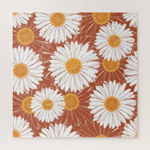 Bruine madeliefjes: naadloos bloemenpatroon legpuzzel