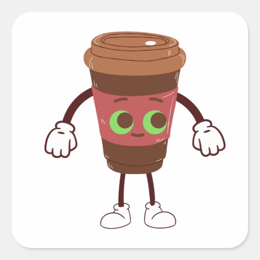 bruine Magic Travel Coffee Vierkante Sticker (Voorkant)