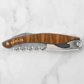 Bruine Mahonie Houten Textuur Douanenaam Kurkentrekker (Achterkant)