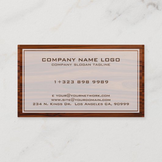 Bruine mahoniehouten textuur visitekaartje (Achterkant)