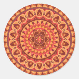 Bruine Mandala Aardse Boho Neutrale Esthetische De Ronde Sticker