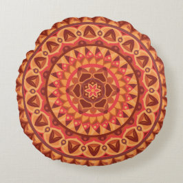 Bruine Mandala Aardse Boho Neutrale Gezellige Hygg Rond Kussen