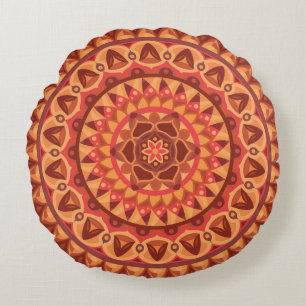 Bruine Mandala Aardse Boho Neutrale Gezellige Hygg Rond Kussen