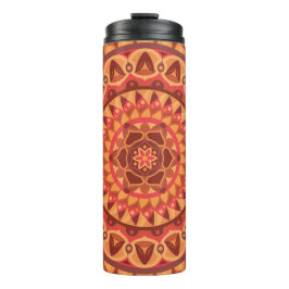Bruine Mandala Aardse Boho Reis Neutrale Geometris Thermosbeker