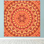 Bruine Mandala Kunst Aardse Boho Geometrische Geze Canvas Afdruk (Insitu (Houten vloer))