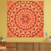 Bruine Mandala Kunst Aardse Boho Geometrische Geze Canvas Afdruk (Insitu (Woonkamer))