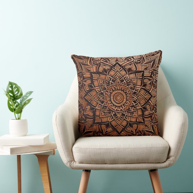 Bruine Mandala Worp Kussen (Stoel)