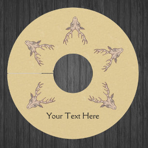 Bruine mannelijke herten hoofden grote gewei tan wijnglaslabel