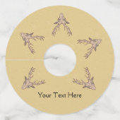 Bruine Mannelijke Hertenkoppen Grote Geweiën Taupe Wijnglaslabel (Voorkant)