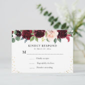 bruine marine bloemmotief RSVP kaart (Staand voorkant)