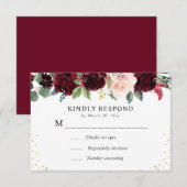 bruine marine bloemmotief RSVP kaart (Voorkant / Achterkant)