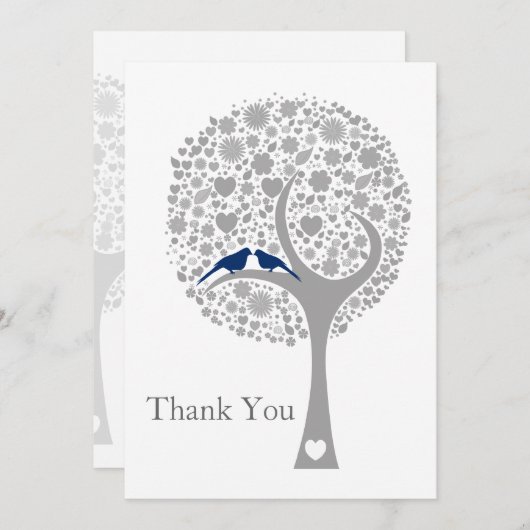 bruine marineblauw lovevogels bruiloft Dank u Bedankkaart (Voorkant / Achterkant)