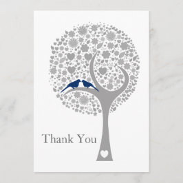 bruine marineblauw lovevogels bruiloft Dank u Bedankkaart