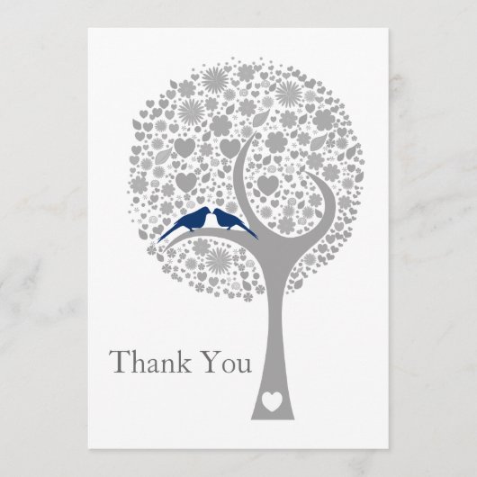 bruine marineblauw lovevogels bruiloft Dank u Bedankkaart (Voorkant)