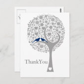 bruine marineblauw lovevogels bruiloft Dank u Briefkaart (Voorkant / Achterkant)