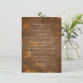 Bruine Marmer Sepia Vervallen Grungy Gouden Verjaa Kaart (Staand voorkant)