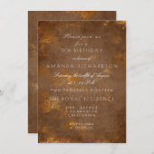 Bruine Marmer Sepia Vervuild Grungy Gouden Verjaar Kaart (Voorkant / Achterkant)