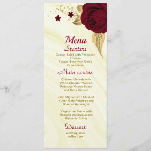 bruine marmerbruiloft menu (Voorkant)