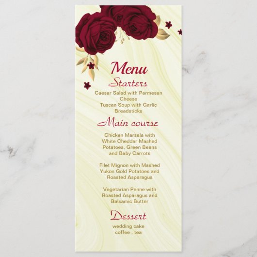 bruine marmerbruiloft menu (Voorkant)