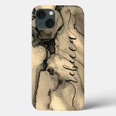 Bruine Marmeren Abstracte Gepersonaliseerde Script Case-Mate iPhone Case (Achterkant)