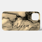 Bruine Marmeren Abstracte Gepersonaliseerde Script Case-Mate iPhone Case (Achterkant (horizontaal))